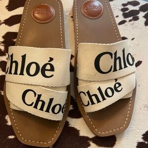 Authentic Chloe Woody cream sandals size 38